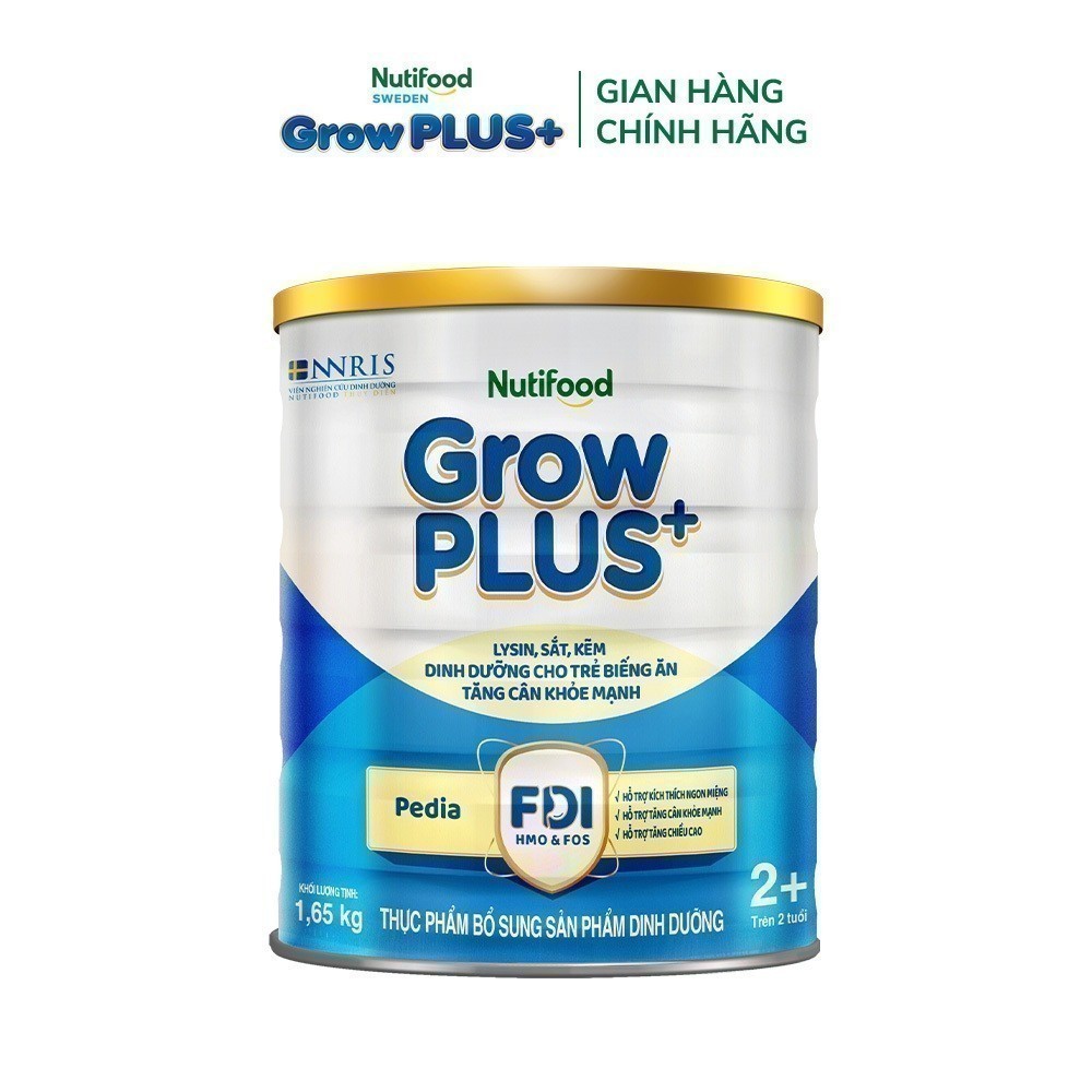 [LIVESTREAM KOL] Sữa Bột Nutifood GrowPLUS+ Biếng Ăn (Xanh) 2+ - Tăng Cân Khỏe Mạnh (Lon 1,65 Kg)
