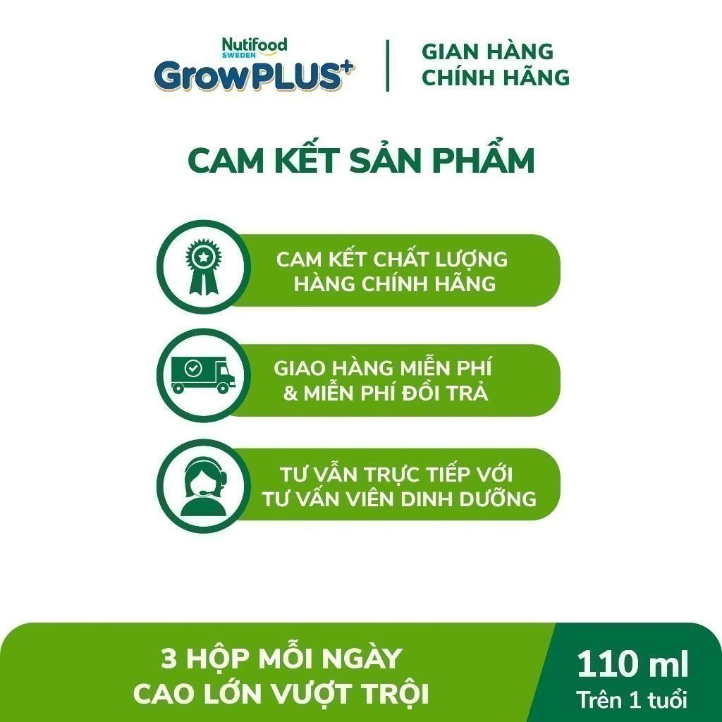 Thùng 24 hộp Sữa Bột Pha Sẵn Nutifood Sweden GrowPLUS+ Cao lớn vượt trội hộp 110 ml