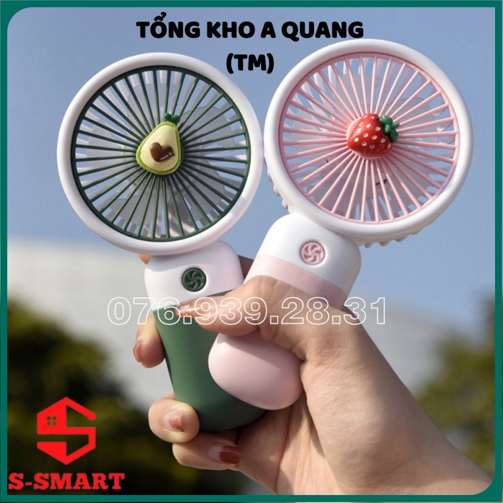 Quạt Mini Cầm Tay, Quạt Cầm Tay Mini Có Đế Để Bàn , 3 Chế Độ Gió, Nhỏ Gọn, Tiện Lợi, Pin 2 - 4 Tiếng