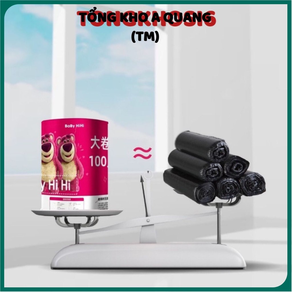 Set 100 Túi Rác Gấu Dâu, Túi Rác Minaier, Túi Rác Có Quai, Túi Rác Có Dây Rút Dai, Túi Đựng Rác Chống Rò Rì Nước