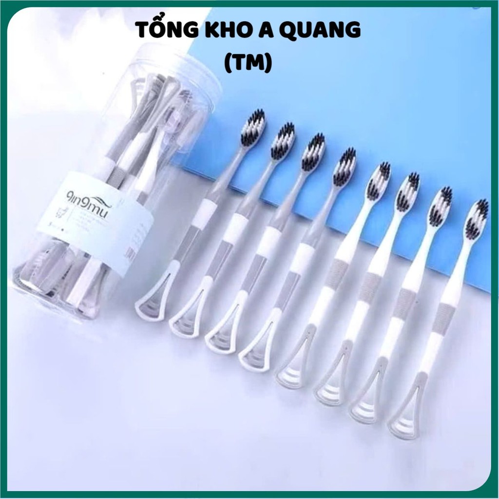 HỘP 8 BÀN CHẢI ĐNHS RĂNG,  Hộp 8 chiếc bàn chải đánh răng 2 in 1 có rơ lưỡi tiện dụng - MA: BANCHAIDANHRANG065