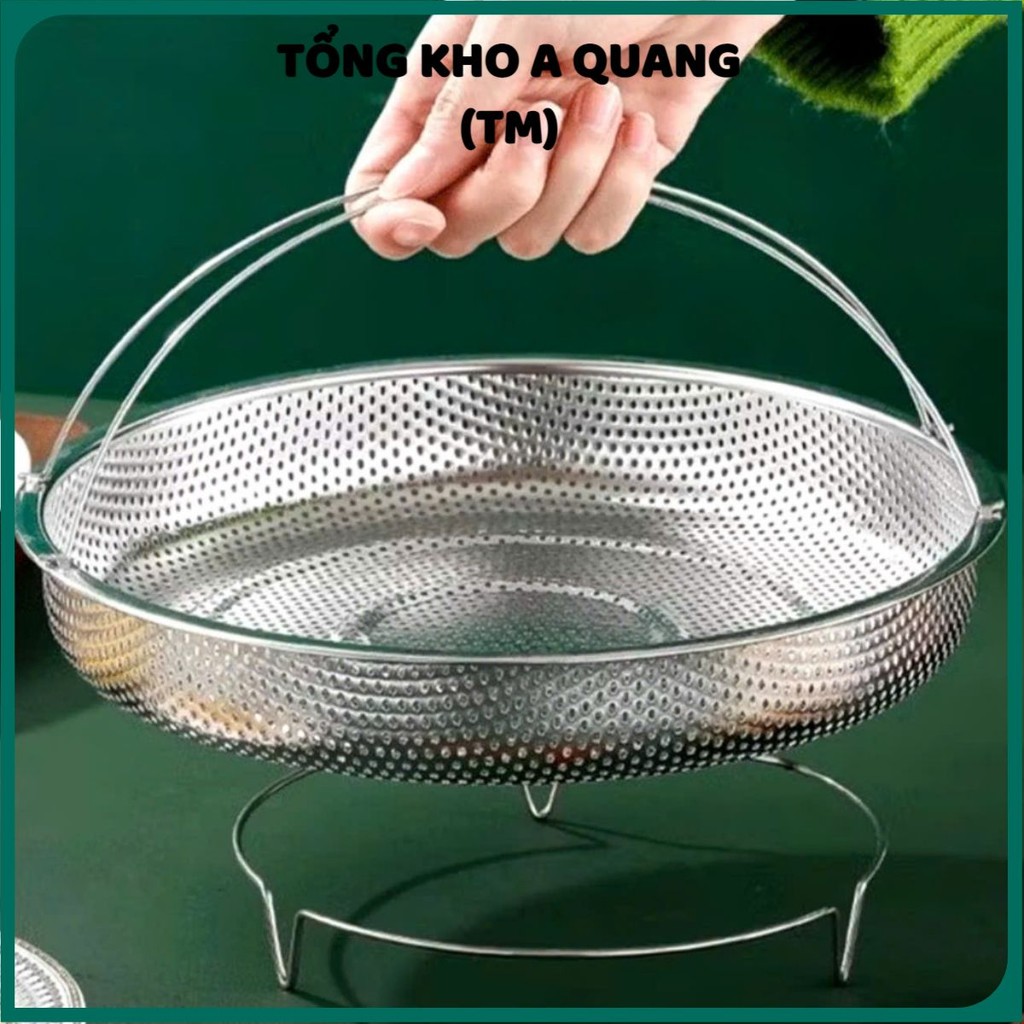 KHAY HẤP ĐỒ ĂN INOX XỊN , Khay rổ - rá hấp thức ăn inox có đế,đa năng - KHAY HAP THUC AN