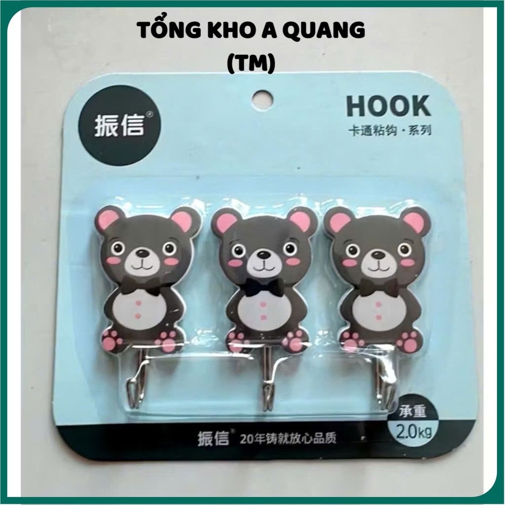 VỈ 3 MÓC DÁN TƯỜNG HOOK, COMBO 3 Móc Dán Tường Treo Khoá Quần Áo Đồ Dùng Tiện Ích , Móc Dính Tường Năng CHỊU LƯC 3KG