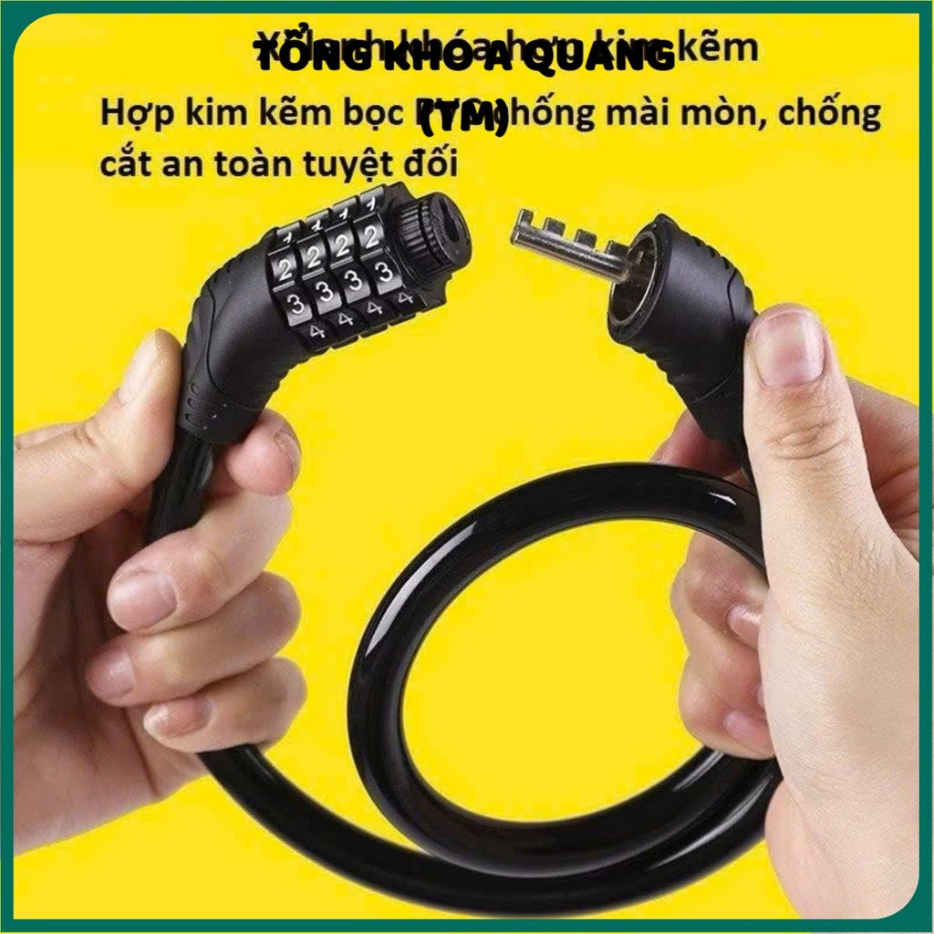 Dây khoá 4 số đổi được mật mã dễ dàng sử dụng an toàn cho xe, KHÓA XE CHỐNG TRỘM - KHOASO768,