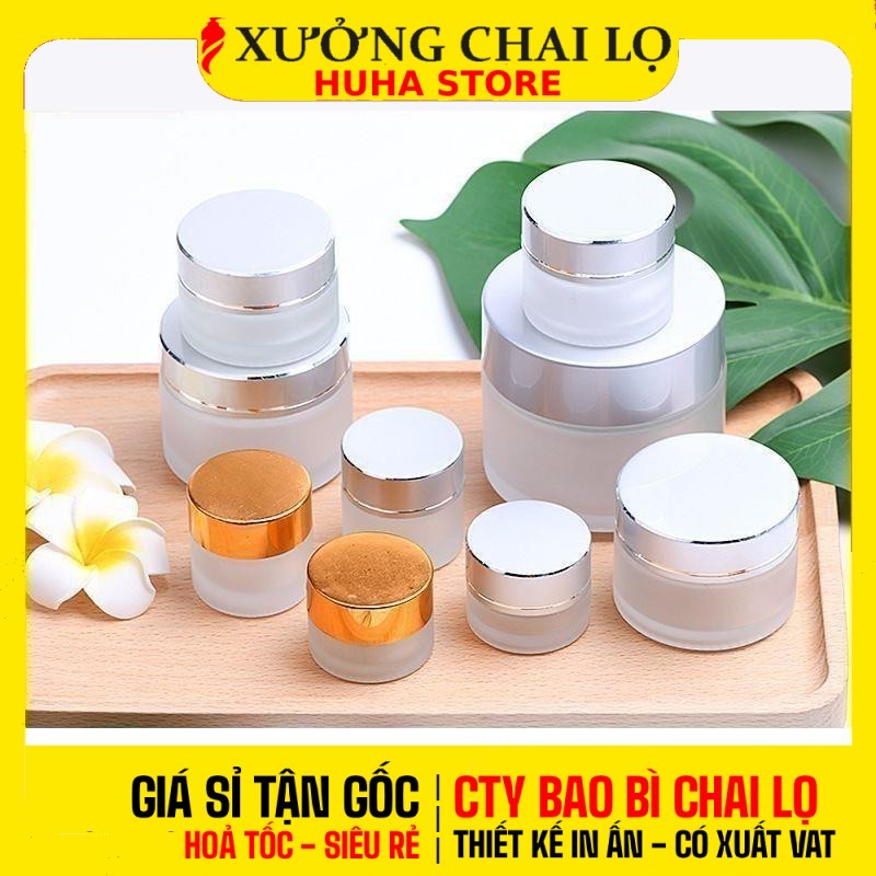 [COMBO 10 CÁI] Hũ Thủy Tinh Đựng Kem Mỹ Phẩm 5g-50g | Hũ Mờ/Nâu/Trong, Nắp Nhiều Màu, Hũ Chiết Mỹ Phẩm Mini Du Lịch