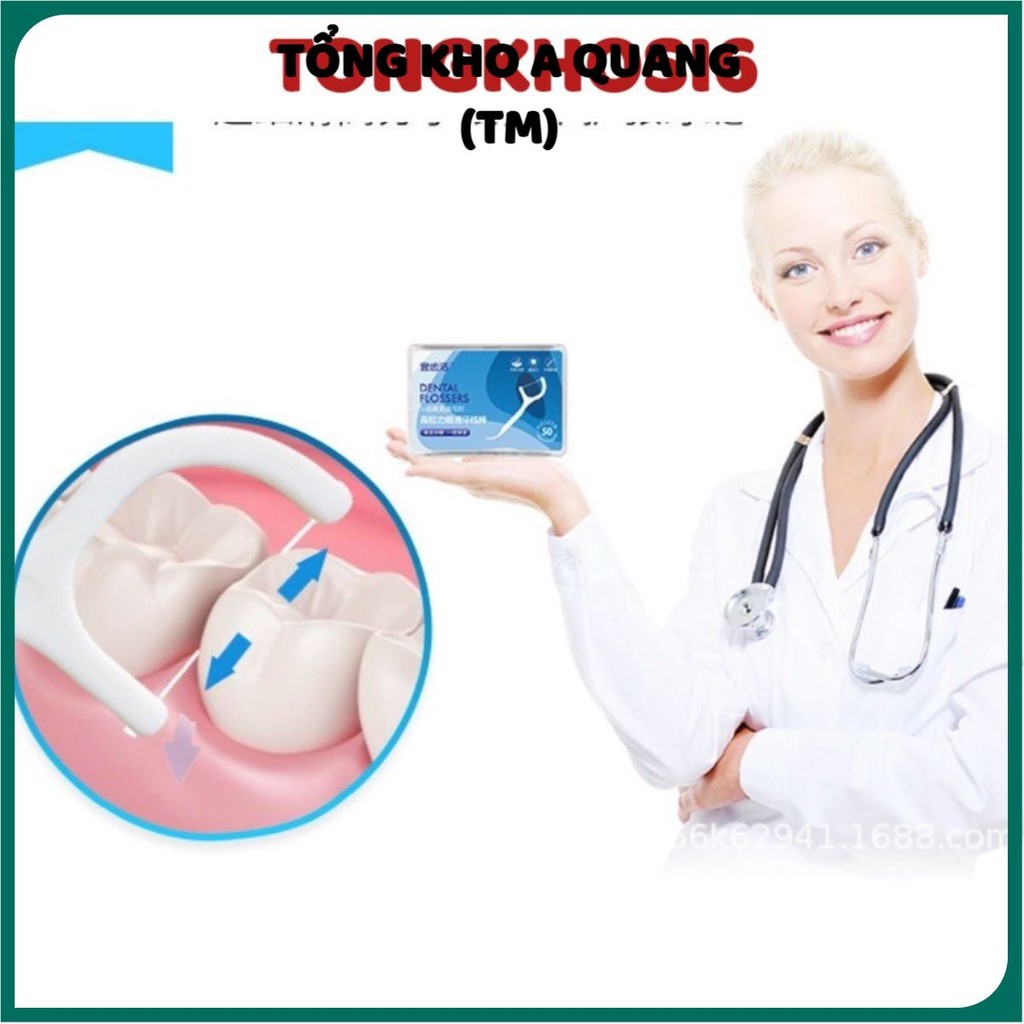 [COMBO 10] Tăm Chỉ Nha Khoa Hộp 50 Cây Dental Flossers Tăm Chỉ Nha Khoa Sợi Chỉ Mảnh Vệ Sinh Răng Miệng