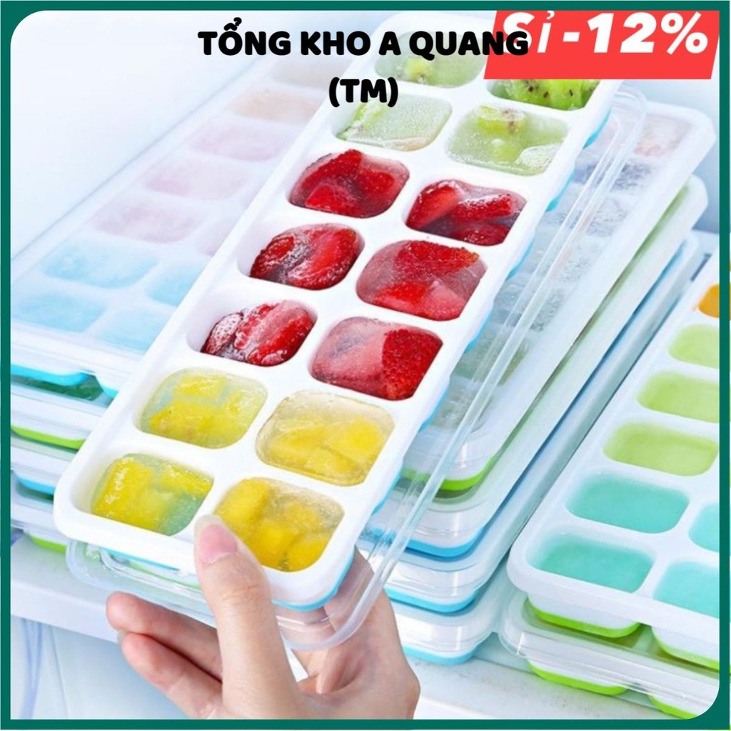 Khay Làm Đá Silicon 6, 14, 33 Ô Có Nắp Đậy Kháng Khuẩn Chống Mùi Tủ Lạnh, Khuôn Làm Đá, Khuôn Làm Thạch Cao Cấp 39368