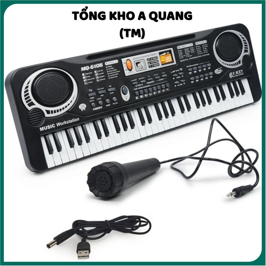 Đàn PIANO 61 KEY Cho Bé - Đàn ORGAN Kèm Míc Có Loa Cực To Giúp Bé Giải Trí 6 Bàn Phím Kèm Mic 6 Bài Hát Và 16 Tone Nhạc