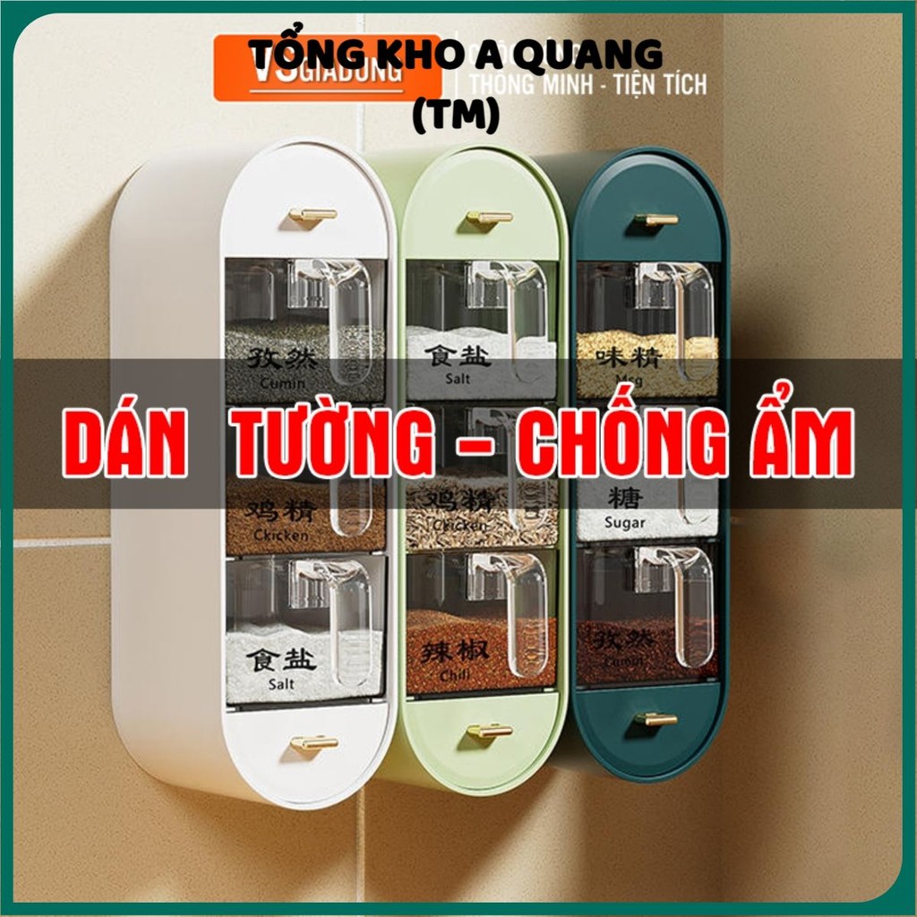 Hộp Đựng Gia Vị Treo Tường Nhà Bếp Chống Ẩm- Kệ Để Gia Vị 3 Ngăn Dán Tường Sang Trọng Tiện Lợi 358