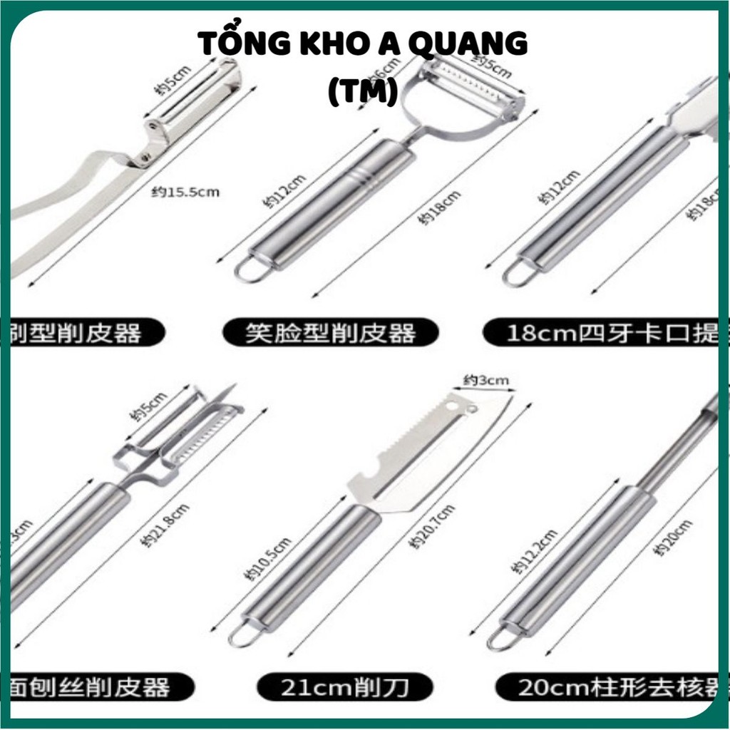 Set 5 Món Dao Đa Năng Cắt Gọt Vỏ Trái Cây, Thái Sợi, Đánh Vảy Cá-  Bộ Dụng Cụ Nạo Bào Rau Củ Quả Chất Liệu Inox Không Gỉ