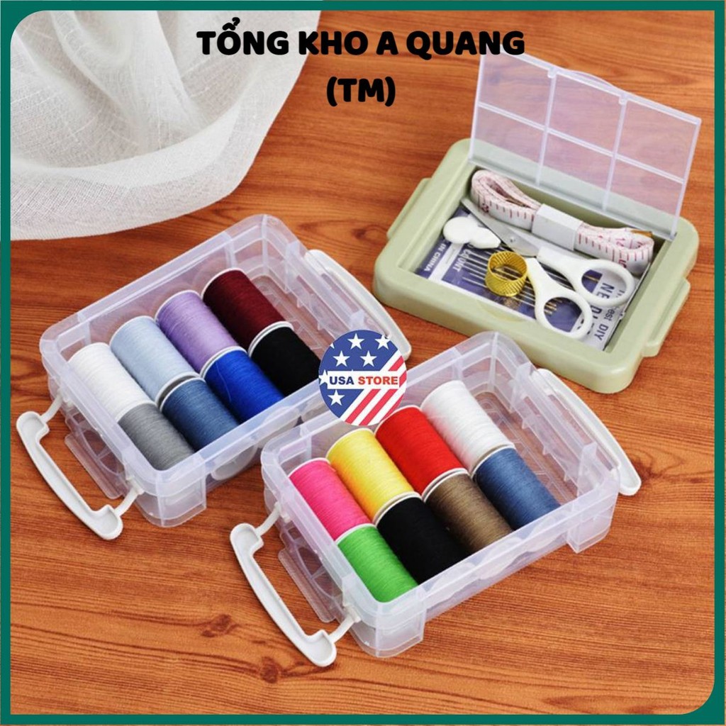 [HÀNG NHẬP KHẨU] Bộ Hộp Kim Chỉ May Vá Đa Năng Gia Đình NHIỀU TẦNG- Kim Khâu, Chỉ, Kéo, Thước Dây, Đủ Size Màu Mini 398