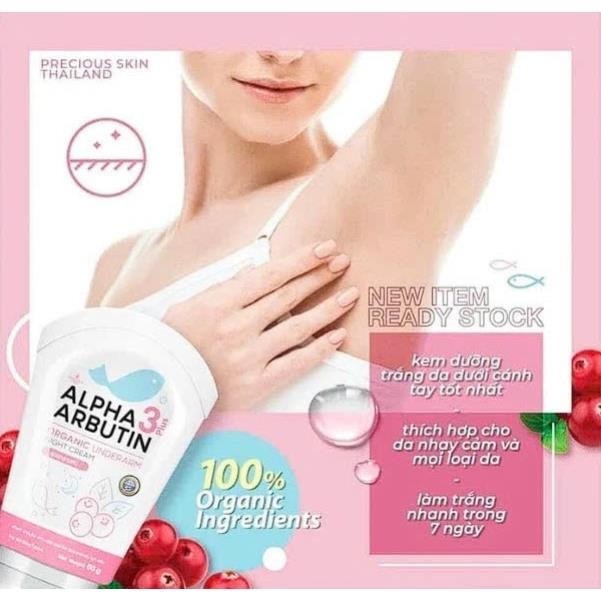 Kem dưỡng trắng da da vùng nách Alpha Arbutin 3 Plus Organic Giúp Giảm Thâm Nách Underarm Night Cream 50g
