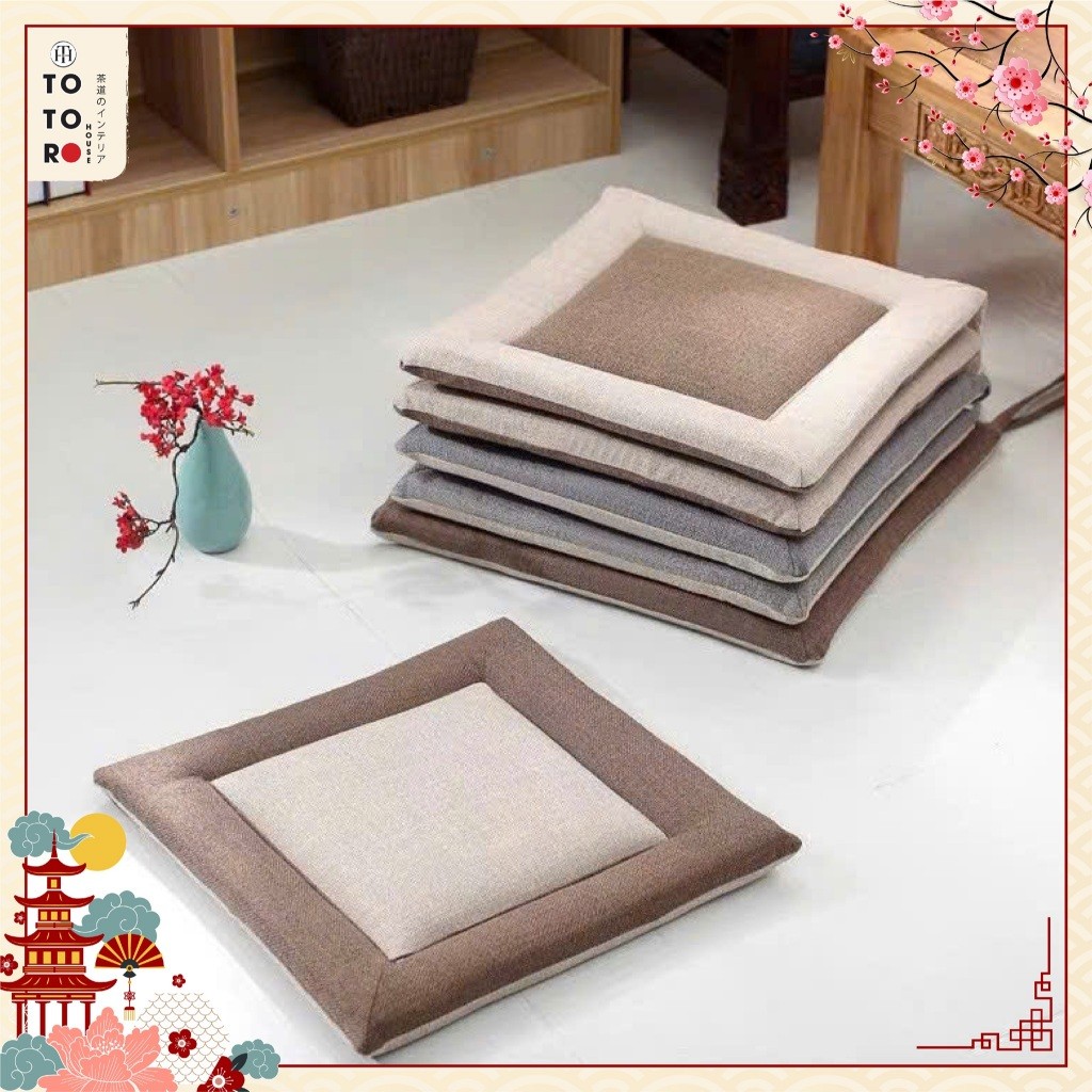 Đệm Bệtatami (45X45) Vải Cotton Gai Dầu Có Dây Buộc - Hình Ảnh Thực Tế