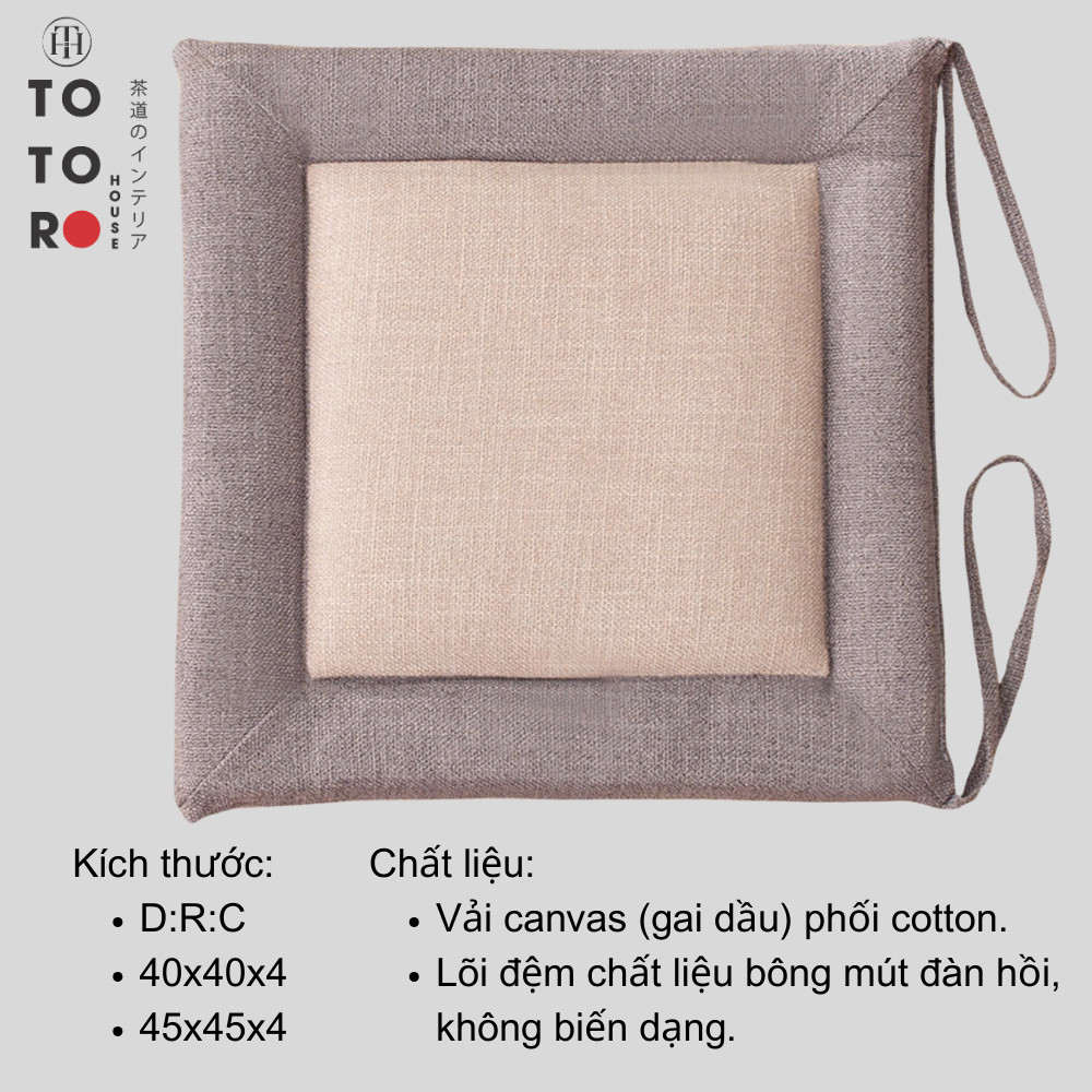 Thiết Kế Của Đệm Bệtatami 45X45 Vải Cotton Gai Dầu Có Dây Buộc