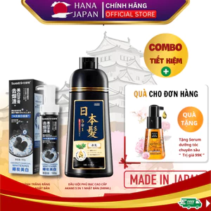 Combo dầu phủ bạc akami 5in1 nhật 500ml, Kem đánh trắng răng akami 3 in 1 phiên bản cao cấp