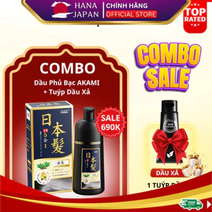 Dầu gội phủ bạc nhuộm tóc AKAMI 5 in 1 chính hãng Nhật Bản chính hãng - chai 500ml