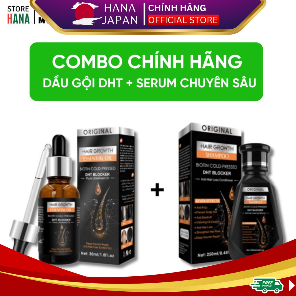 Combo Dầu gội + Serum mọc tóc giảm gàu DHT - Dầu gội DHT kích thích mọc tóc, giảm gàu, nấm ngứa, bảo vê nang tóc chắc k