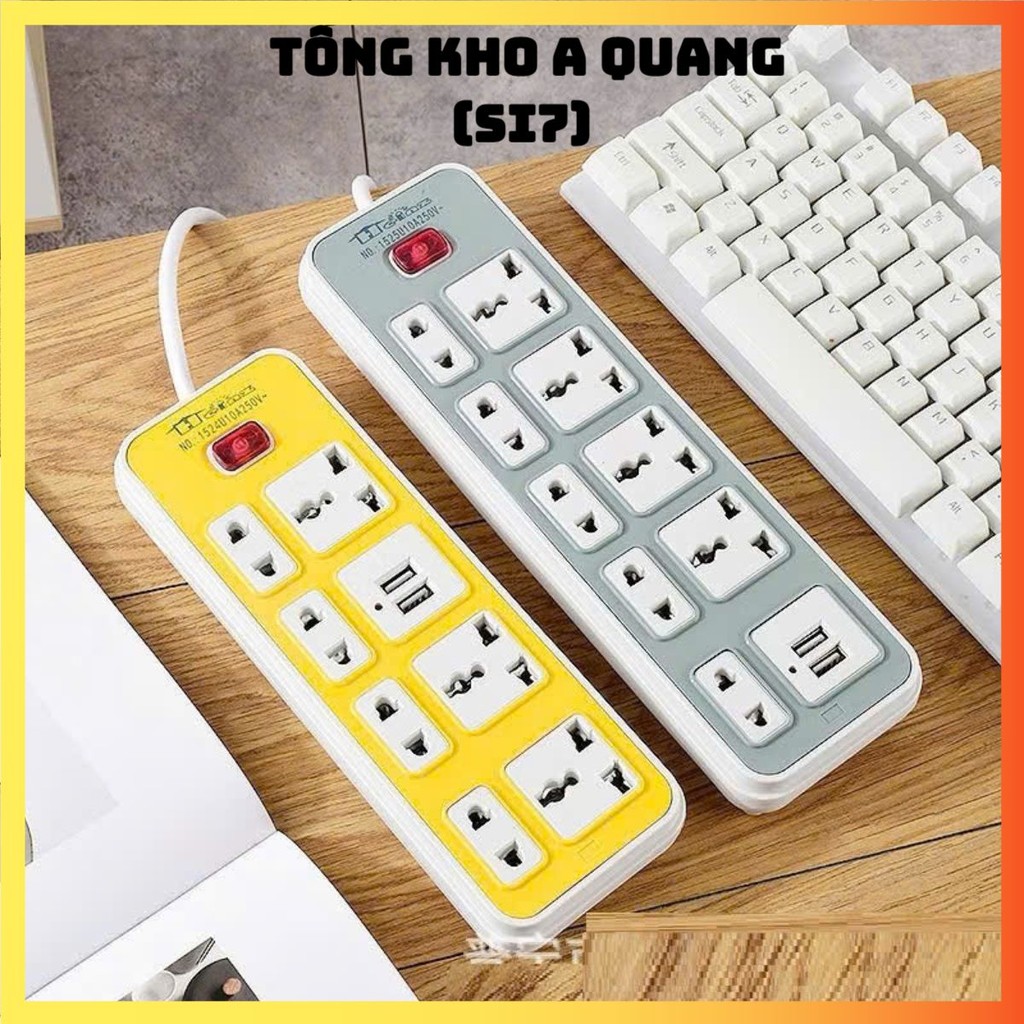 Ổ Cắm Điện Đa Năng 7 Lỗ Kèm 2 Cổng Sạc USB, Ổ ĐIỆN CÓ 2 USB - ODIEN068
