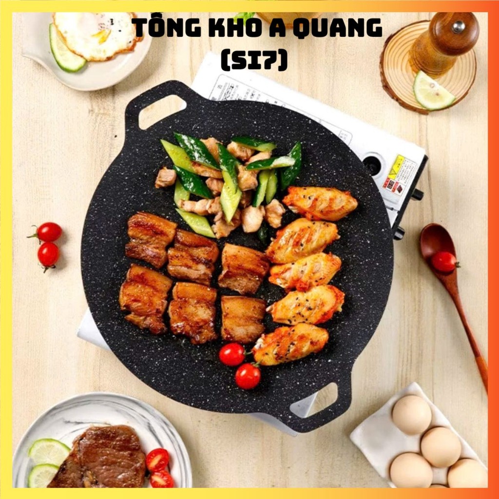 Chảo GANG nướng không dầu chống dính Hàn Quốc, CHẢO ĐÁ SIZE 34 - CHAODA546
