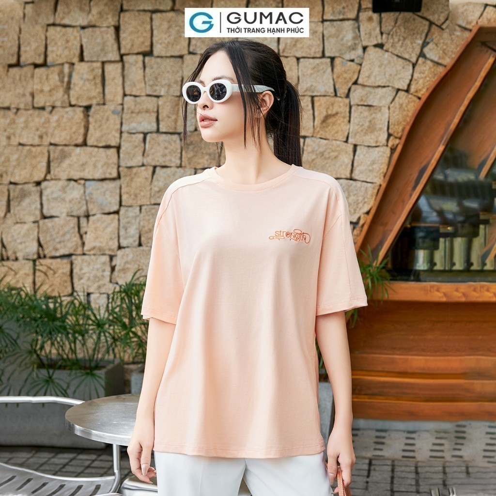 Ảnh Áo thun thêu nhũ bạc thời trang GUMAC ATE07016 2