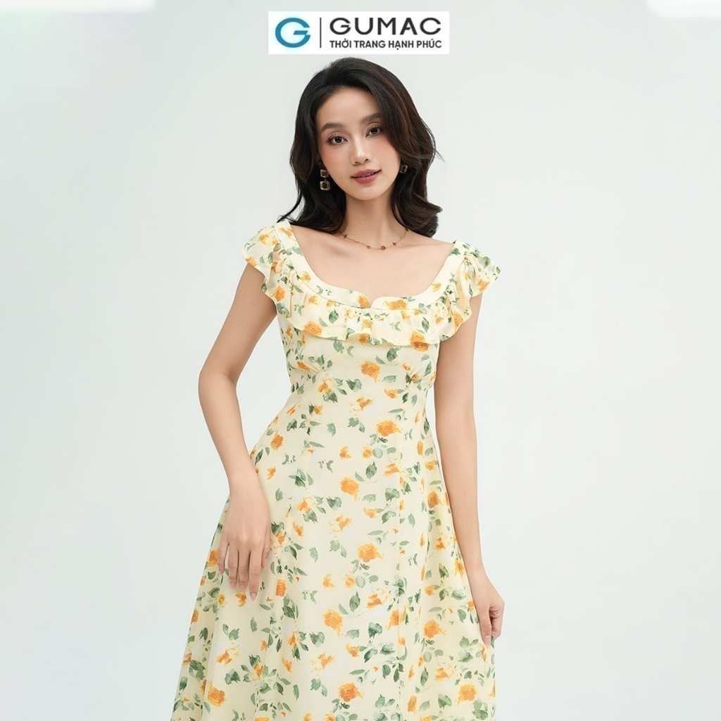 Đầm nữ GUMAC A xòe viền bèo  DE05034
