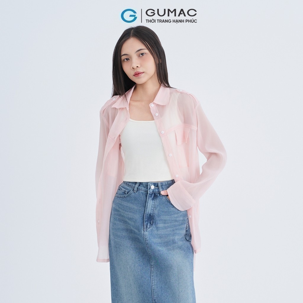 [SALE] Áo sơ mi nữ Gmorning - GUMAC tay dài form suông rộng trong suốt freesize  YAE07052