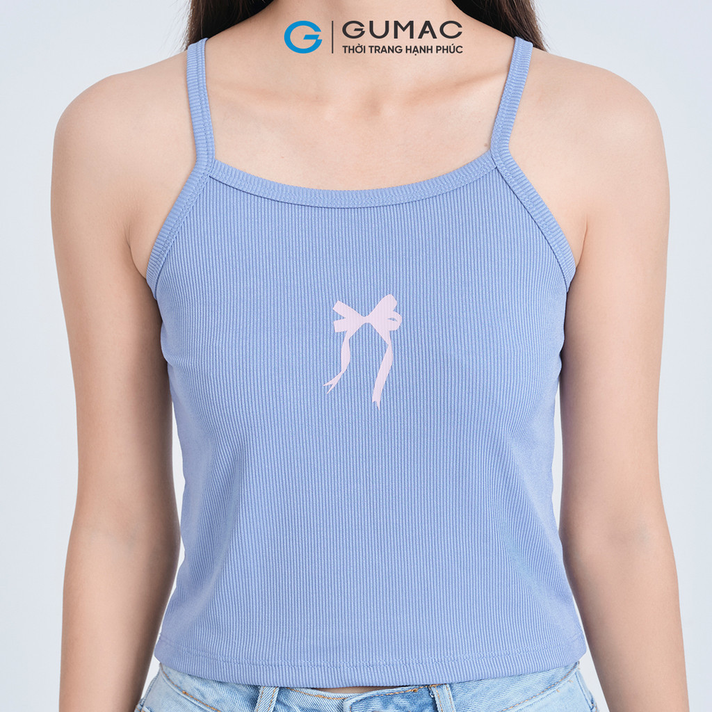 Áo Thun Nữ Tanktop GMORNING - GUMAC Form Slim Ôm 2 Dây In Hình Nơ Chất Thun Gân Mềm Co Giãn Cơ Bản YATE05077
