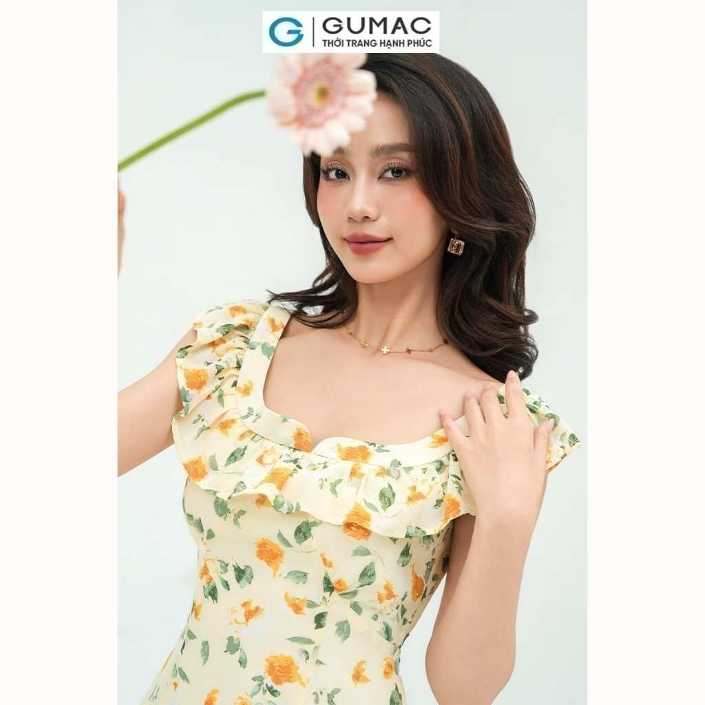 Đầm nữ GUMAC A xòe viền bèo  DE05034