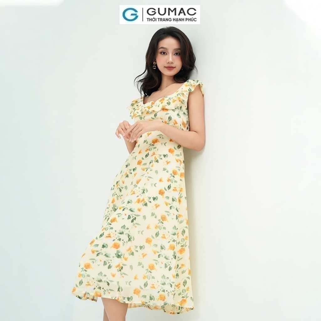 Đầm nữ GUMAC A xòe viền bèo  DE05034