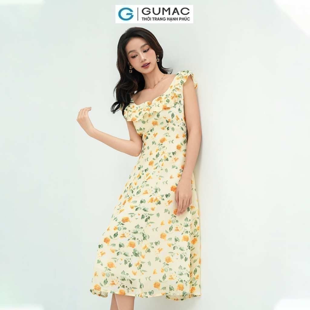 Đầm nữ GUMAC A xòe viền bèo  DE05034