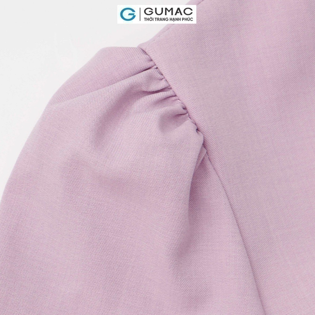 [SALE] Đầm nữ GUMAC A xòe cổ tim đính hoa hồng tím nữ GUMAC tính thanh lịch  DE03017