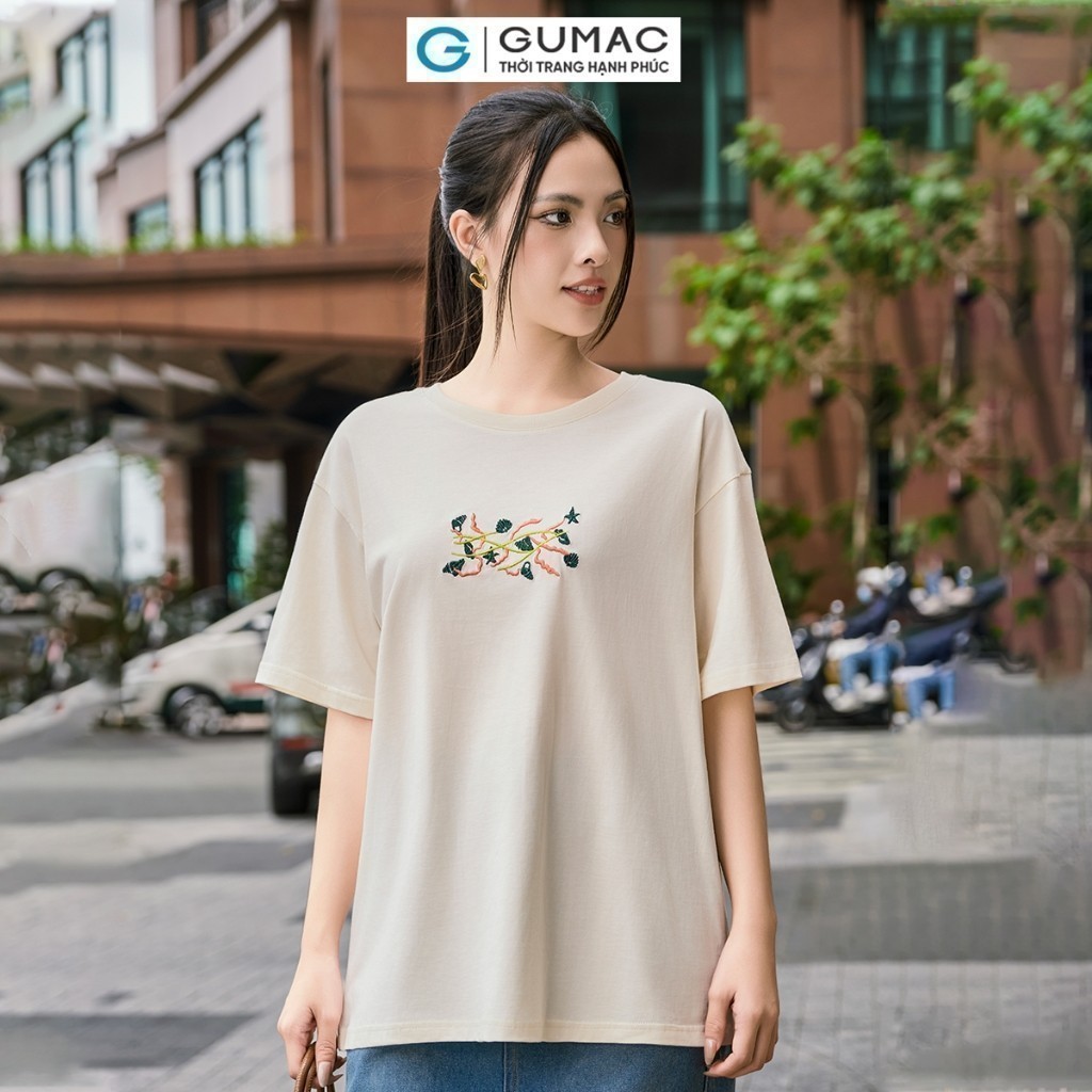 Ảnh Áo thun thêu phom rộng thời trang GUMAC ATE06078 3
