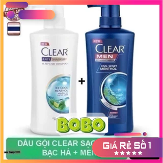 [ Mẫu mới 2024] Combo 2 chai dầu gội đầu gồm clear Bạc Hà 480ml và Clear Men 450ml