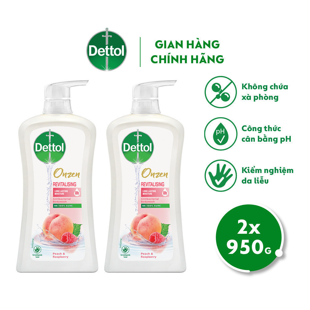 Ảnh Combo 2 sữa tắm Dettol Onzen kháng khuẩn dưỡng ẩm đào & phúc bồn tử - 950g/chai 2