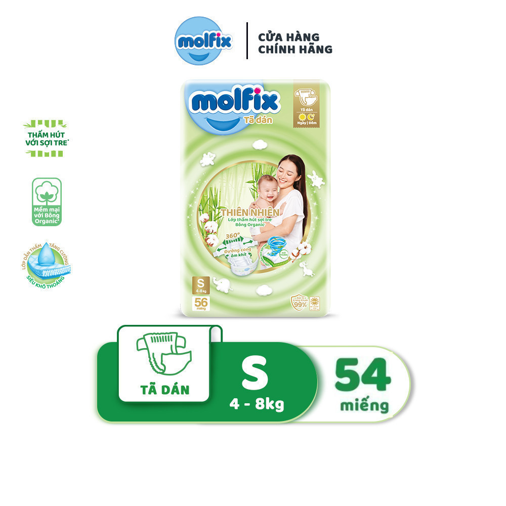 Ảnh Tã/bỉm dán Molfix Thiên nhiên Jumbo S (4kg - 8kg) - Gói 54 miếng 2