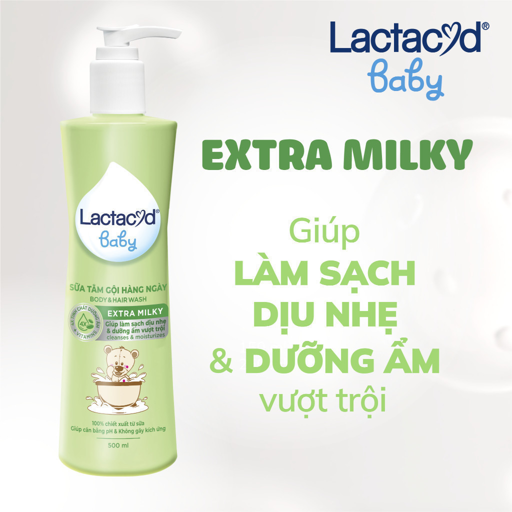 Ảnh [KOL LIVESTREAM]Bộ 2 chai Sữa Tắm Gội Trẻ Em Lactacyd Baby Extra Milky Làm Sạch Dịu Nhẹ và Dưỡng Ẩm Vượt Trội 500ml/chai 3
