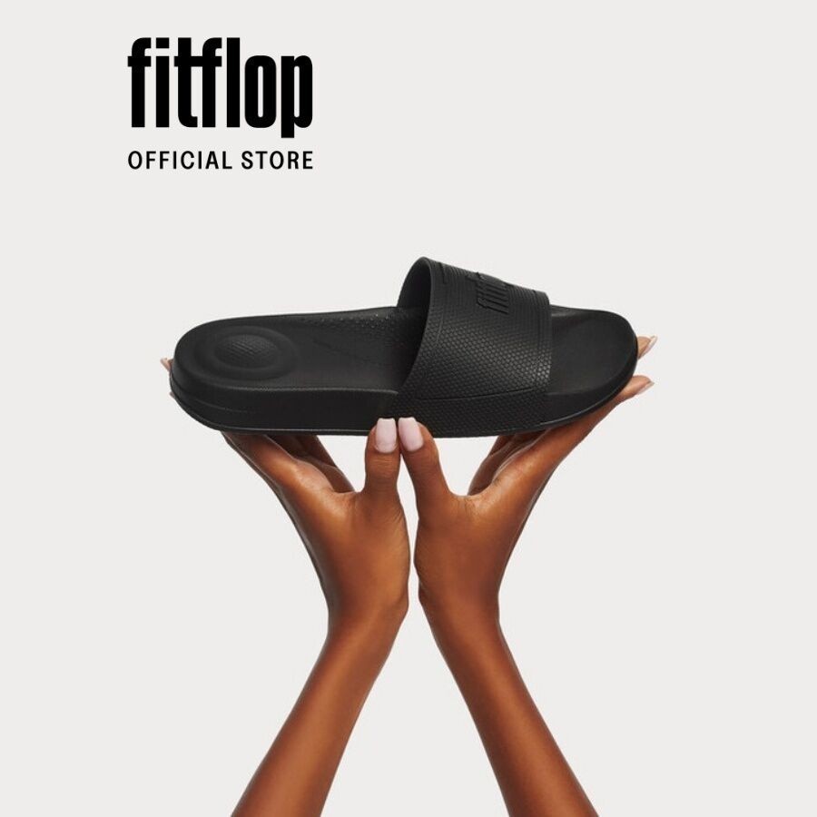 Dép Quai Ngang Nữ FitFlop IQUSHION - All Black - FOT - EQ3-090