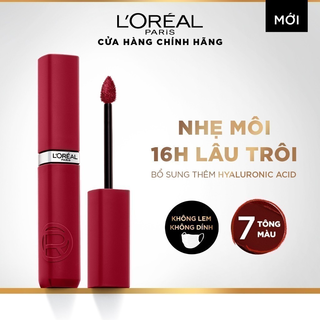 Ảnh Son kem lì nhẹ môi, 16H lâu trôi, chuẩn màu căng mướt L’Oreal Paris Infallible Matte Resistance 5Ml 1