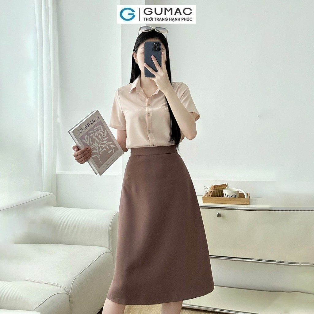 Ảnh Chân váy basic nữ công sở dáng A xòe cơ bản có túi nhỏ thanh lịch thời trang GUMAC BVE00013 2