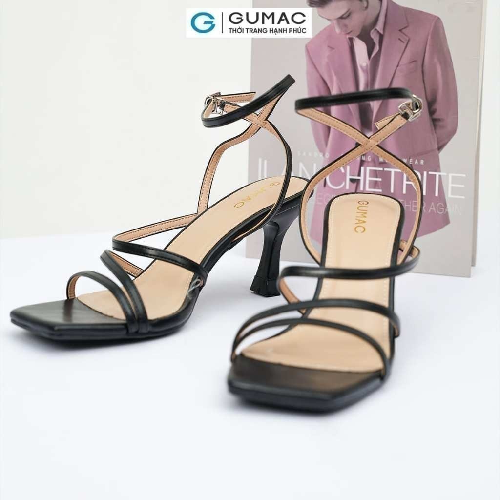 Giày Sandal Nữ Cao Gót 7cm GUMAC Quai Ngang Đan Dây Mảnh Gót Nhọn Sang Trọng Đi Tiệc GE04057