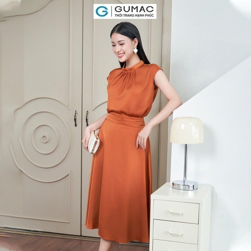 [SALE] Set lẻ Áo kiểu nữ GUMAC tay liền  AE04010 - Chân váy nữ GUMAC nhún eo  VE04011