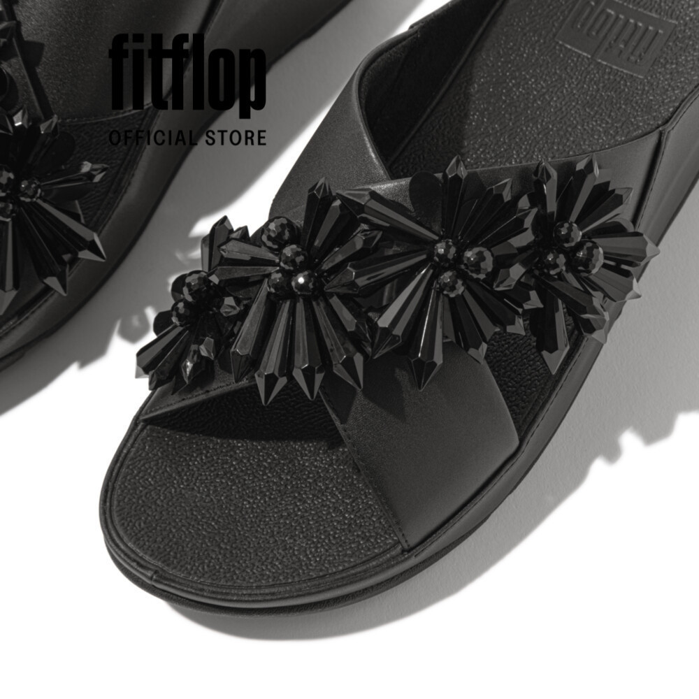 Dép Xăng Đan Nữ FitFlop Kim Loại RUMBA Starburst Chéo - Black - FOT - ID8-001