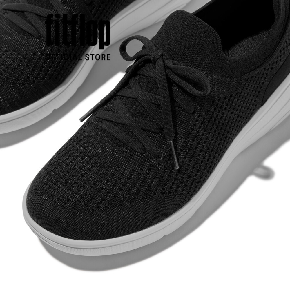 Giày Thể Thao Nữ FitFlop Dệt SUPER-Q Có Dây - Black - FOT - JH9-001