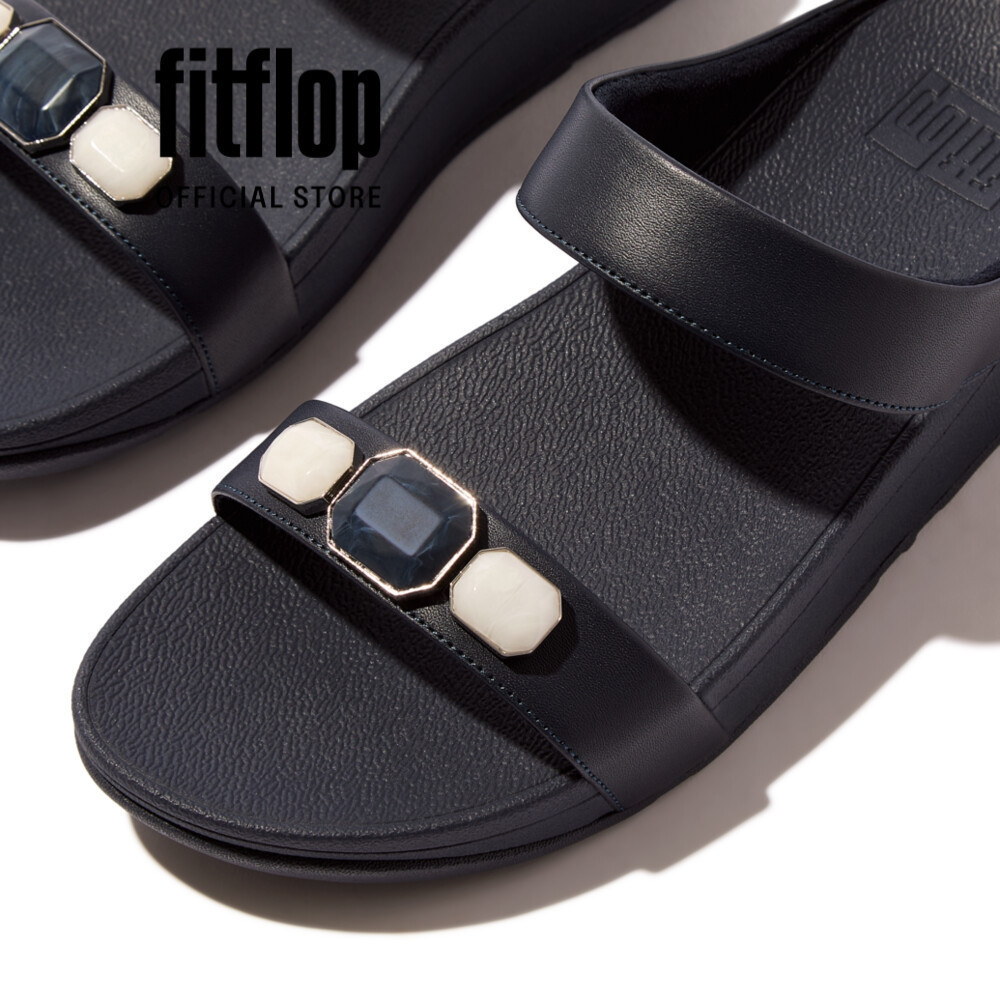Dép Xăng Đan Nữ FitFlop Da FINO Đá Đa Màu - Navy - FOT - IU8-399