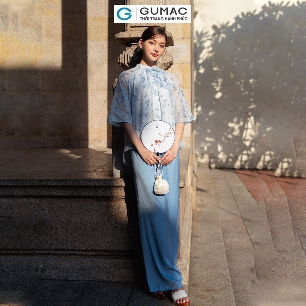 Quần Lụa Ống Suông Nữ GUMAC Lưng Cao Cạp Cao Khóa Kéo Giấu Thanh Lịch QD12068
