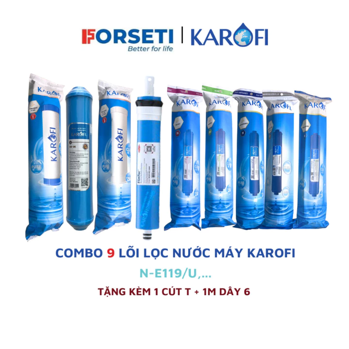 Combo 9 lõi lọc nước Karofi chính hãng dùng cho máy lọc nước Karofi N-e119/U