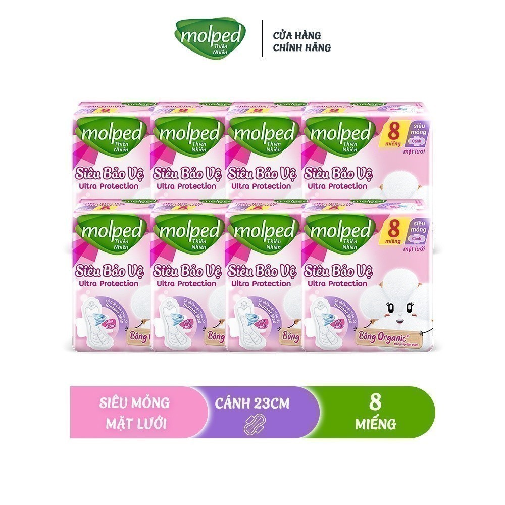 Ảnh Combo 8 gói Băng vệ sinh Molped thiên nhiên Siêu bảo vệ Siêu mỏng có cánh (GÓI 8 MIẾNG) 1