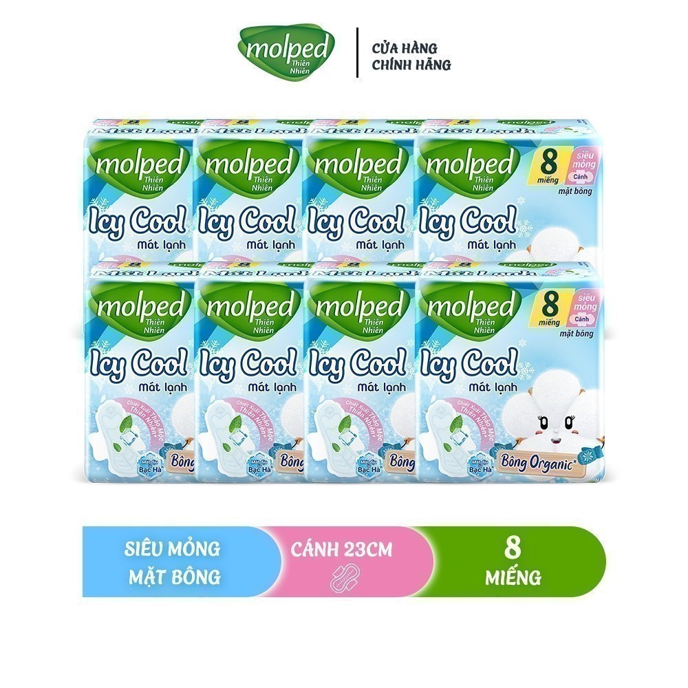 Ảnh Combo 8 gói Băng vệ sinh Molped thiên nhiên Mát lạnh có cánh (GÓI 8 MIẾNG) 1