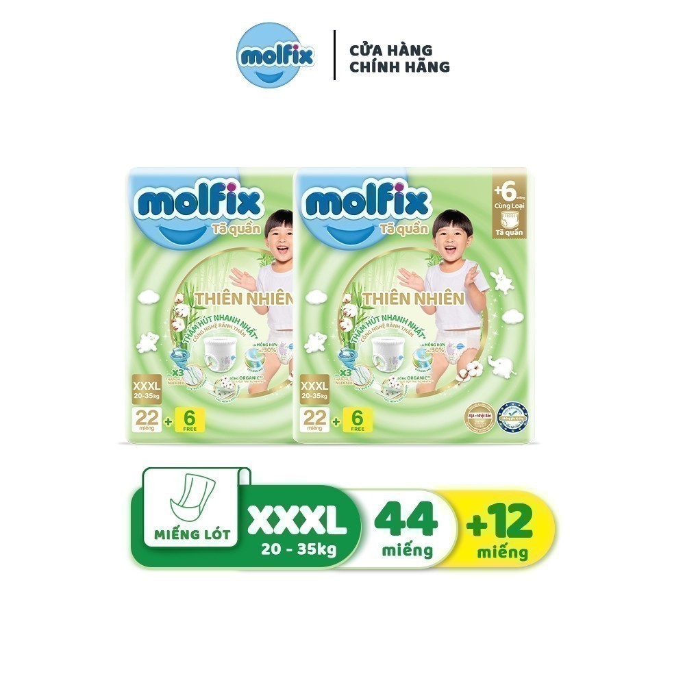 Ảnh Combo 2 Tã/bỉm quần Moflix Thiên nhiên Jumbo XXXL (20kg - 35kg) - 2 Gói, 56 miếng 2