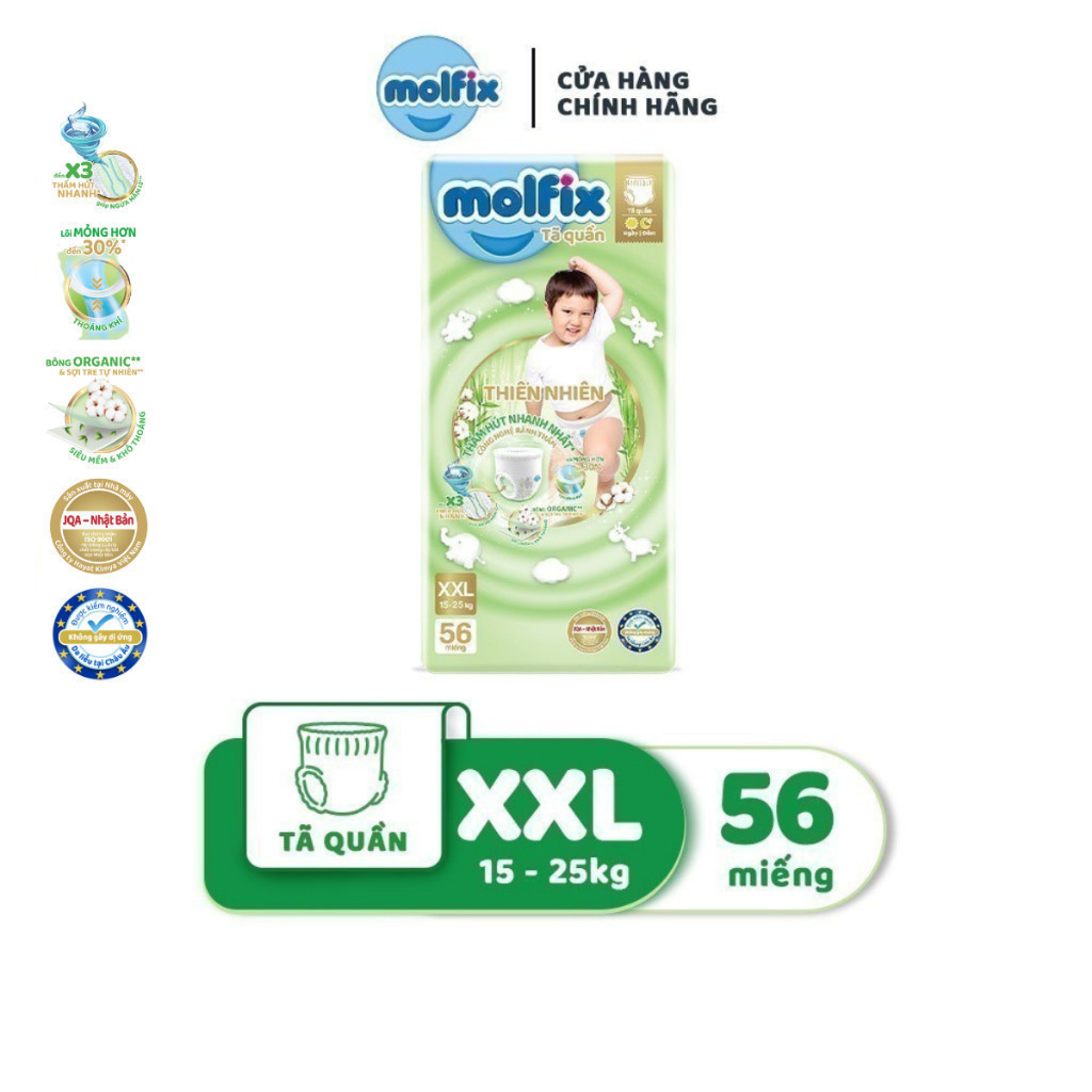 Ảnh Tã/bỉm quần Molfix Thiên nhiên Ultra XXL (15kg 25kg) Gói 56 miếng 2
